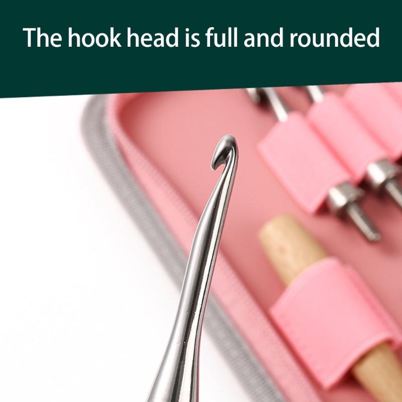 Stainless Steel Crochet Hook with 14 Interchangeable Tip Ergonomic Wooden Handle Crochet Hook Needle For Knitting Craft