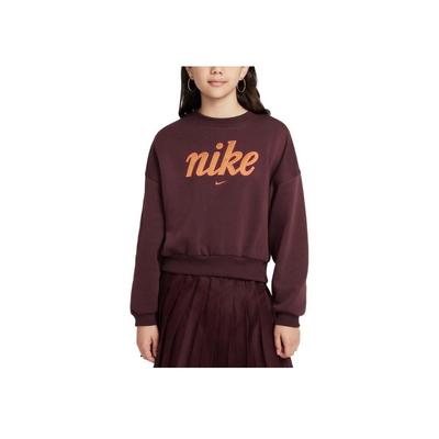 Nike Spordiriided Club Fleece Lõtv Mugav Stiilne Pehme Ümmarguse Kaelusega Dressipluus Laste Dressipluus Punakaspruun FZ5566-652