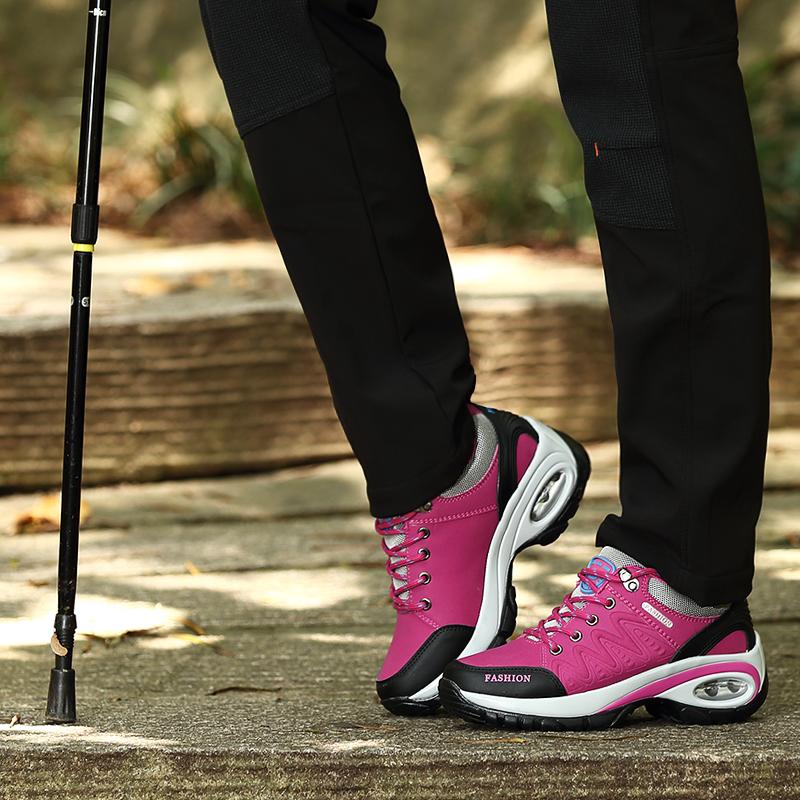 Herbst Damen Luftkissen Outdoor Leder Trekking Wanderschuhe Frau Berg Sneaker Treking Walking Camping Trail Klettern