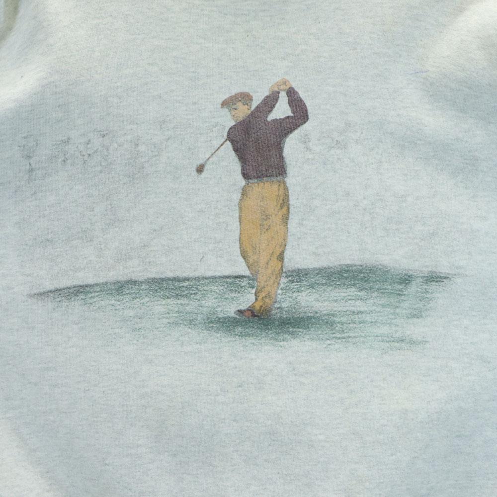 OLD 80s 90s Long Sleeve Golf Print Sweat Sweatshirt with Fleece Lining Men's Used
