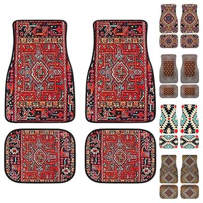 Covorașe universale pentru picioare în stil boem Covoare pentru picioare pentru mașină 4 bucăți Set covorase față și spate rezistente la murdărie Accesorii auto