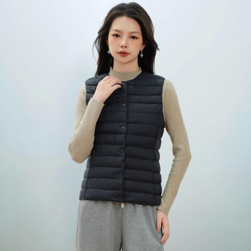 

Women s new national standard 90 fleece new women s clothing round neck V-neck lightweight down jacket vest down vest S