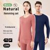 Women's 7A Antibacterial Thermal Underwear Set - Round Neck, Slim Fit, Sanded Fabric, Autumn/Winter Collection.
