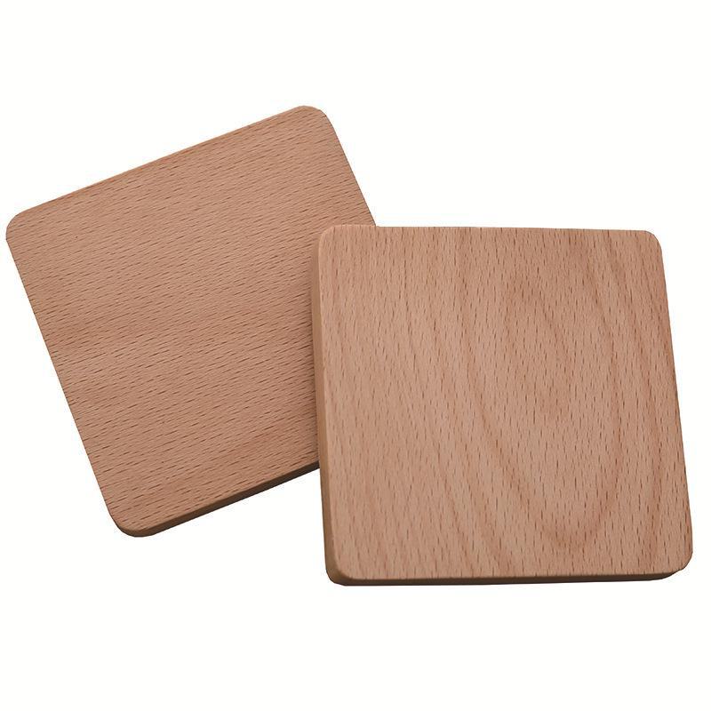 Engraved Wooden Tea & Coffee Coaster Set with Creative Insulation Pads and Trays