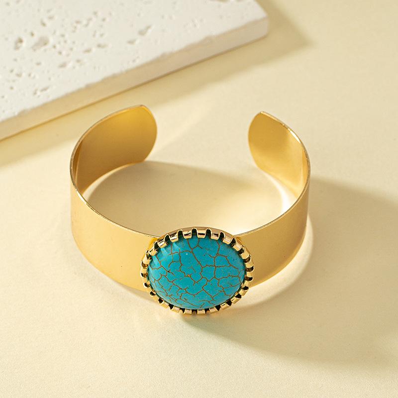 Vintage Turquoise Beaded Bracelet - Trendy Hip-Hop Style for Women