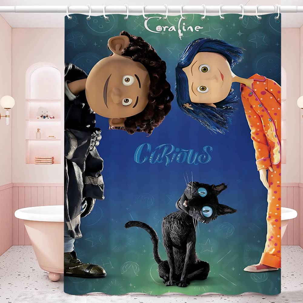 Anime Movie Coraline Shower Curtain - Water-Repellent And Leak-Resistant, Mold And Mildew Resistant For