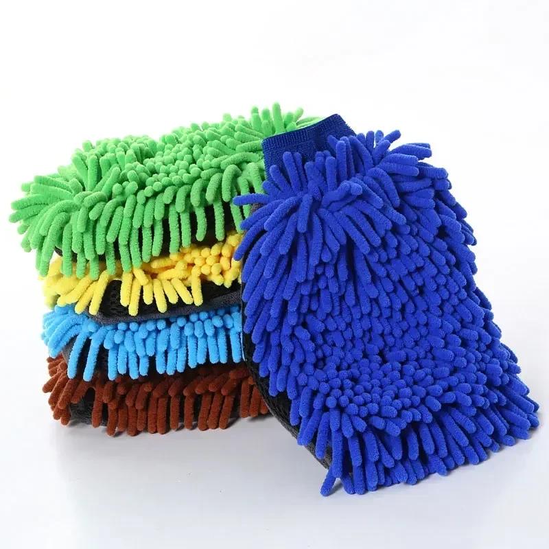 1PCS Waterproof Car Wash Microfiber Chenille Gloves Thick Car Cleaning Mitt Wax Detailing Brush Auto Care Double-faced Glove