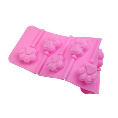 Stampo in Silicone per Lecca-lecca 3D a Forma di Zampa di Gatto Cane a 6 Fori Fai da Te Cioccolato Sapone Forme Stampo da Forno Strumenti per Pasticceria