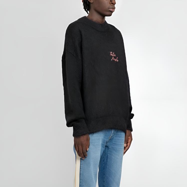 Palm Angels Logo Intarsia Crewneck Jumper Men's PMHE007F22KNI0021032
