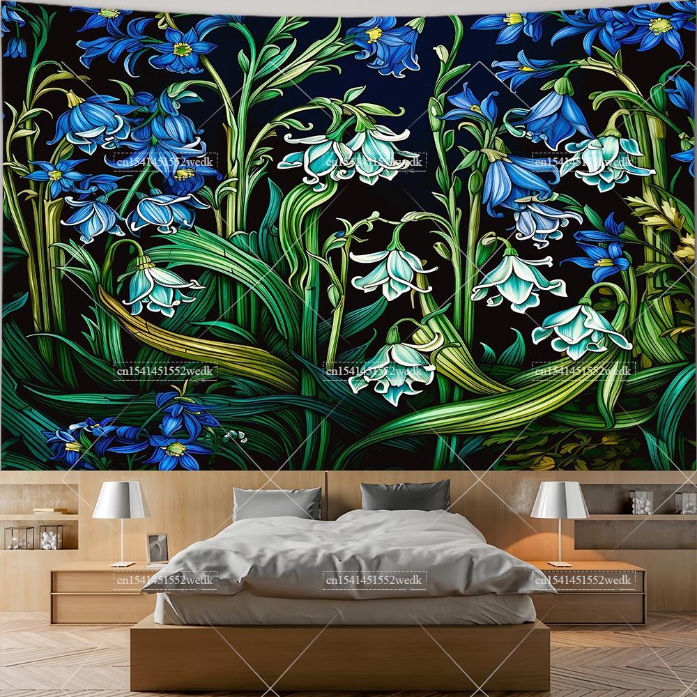 Wildflowers Tapestry Wall Hanging Garden Floral Botanical Tapestries Room Deocr Red Poppies Scenery Photography Background Cloth