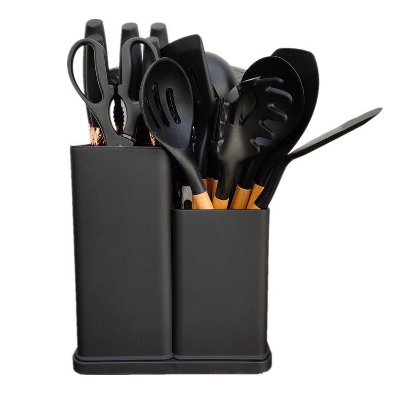 19-Piece Silicone Kitchen Knife Set with Holder: Chef Knife, Cooking Spoon, Shovel, and Household Cutlery.