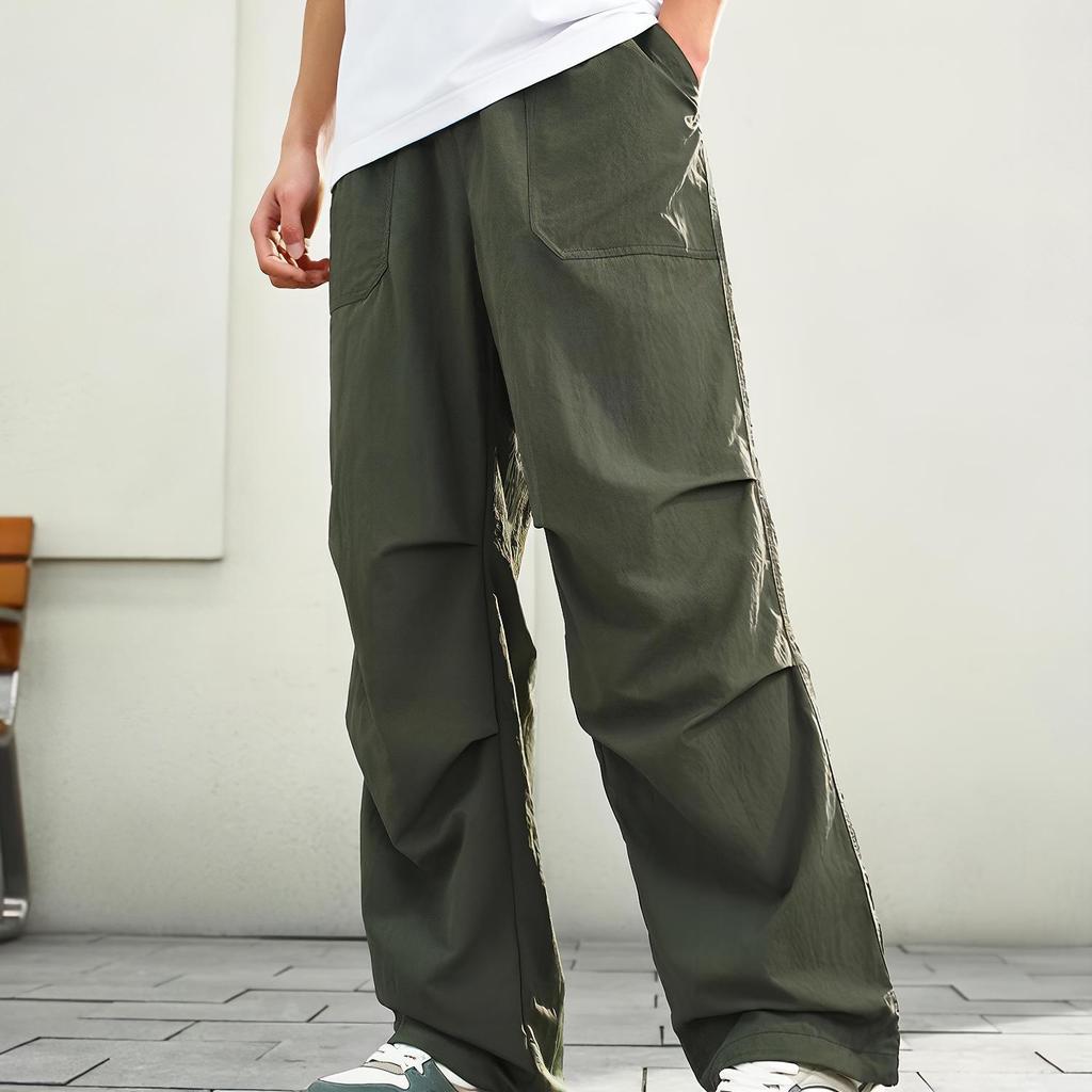 Anta Life Series Sports Minimalist Solid Color Breathable Loose Casual Pants Men Bottoms Grape-Green 952528505-1