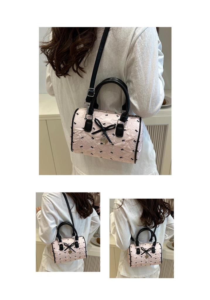 Korean Sweet Bow Boston Tote & Crossbody Bag - Fashionable Single Shoulder Handbag for Girls