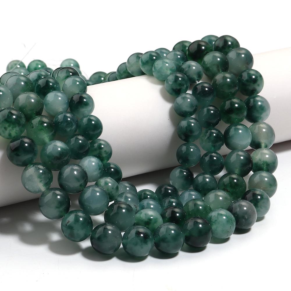 Natural Chalcedony Stone Beads Deep Green Round Loose Spacer Bead For Jewelry Making DIY Bracelet Necklace Supplie 4/6/8/10/12mm