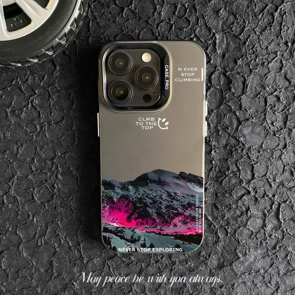 Snow Mountain Scenery iPhone 16 Pro Max Phone Case, New Color Silver 15/14mm Personalized IMD Drop-Proof Case 13
