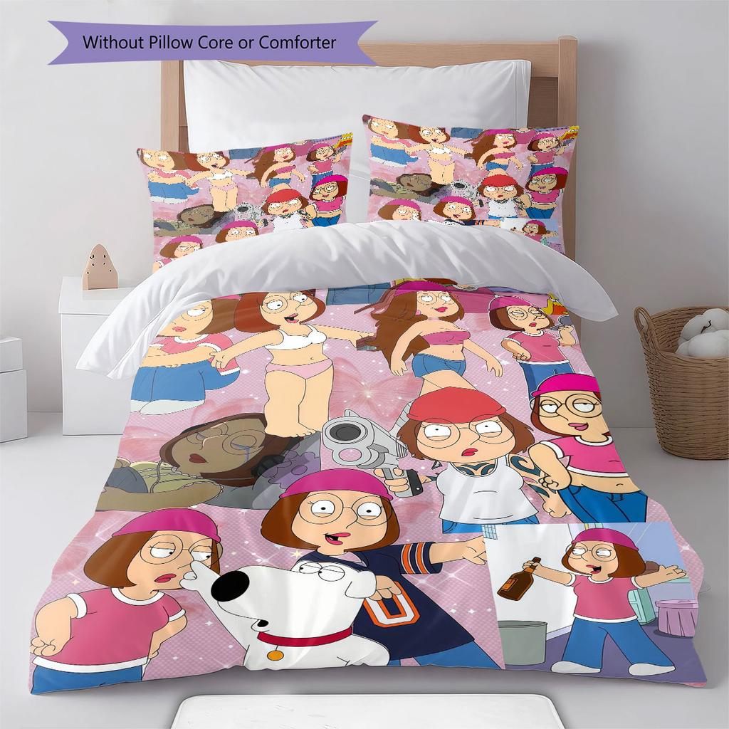 Meg Griffin Pattern Bedding Home Decoration Birthday Gift ( 1 duvet cover + 2 pillowcase, without core),fan merchandise.