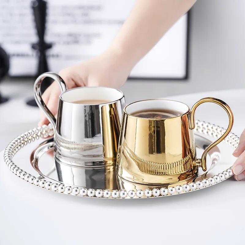Electroplated Light Luxury Nordic Mug Ceramic Coffee Cup Cups Personalized Gifts Cup for Tea Christmas Mugs