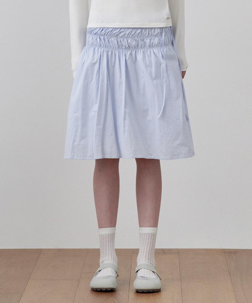 Belloel Smoked Shirred Midi Skirt Blue