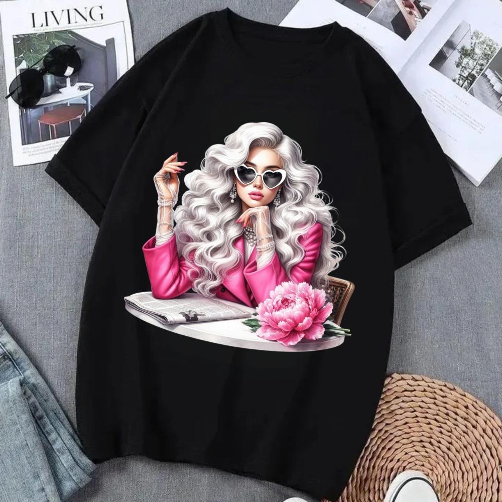 

Streetwear 90s WomenS Casual Graphic TShirt Dramatic Print with Wine Print Short Sleeve T Shirt Clothing Top Tee T Shirts S