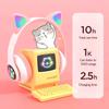 Cute Cat Ear Bluetooth Compatible Headset with LED Wireless Headset Children Girls Stereo Folding Sports Headset with Microphone