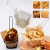 French Fry Serving Baskets, Stainless Steel Fry Basket, Mini Square Chicken Wings Holder, for Restaurant Cafe Table Food Serving