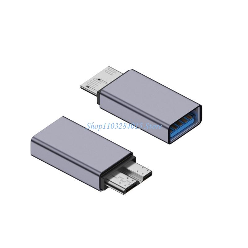 R6FF Aluminum Alloy Type C/USB to MicroB Converter 10Gbps Data Sync Cable for Phones External Hard Disk Drives