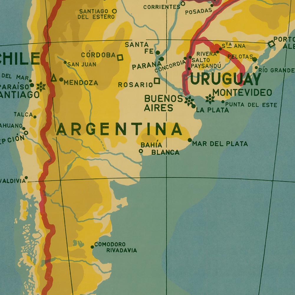 Spanish Map Background South America Map-Political Distribution,Wall Decor,Geographical,Tourism/education Tools