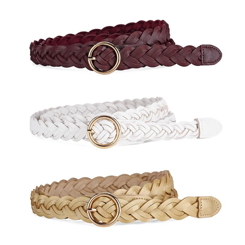 Chic Casual Twisted Style Women's Waist Belt Featuring Elegant Round Alloy Buckle In Various Colors