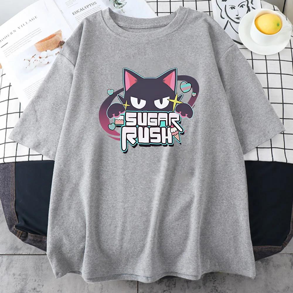 Sugar Rush Blue Archive Tshirts Game Anime Cartoon Graphic Teeshirt Short Sleeve Cotton Comfortable Shirt Printing Tees Summer