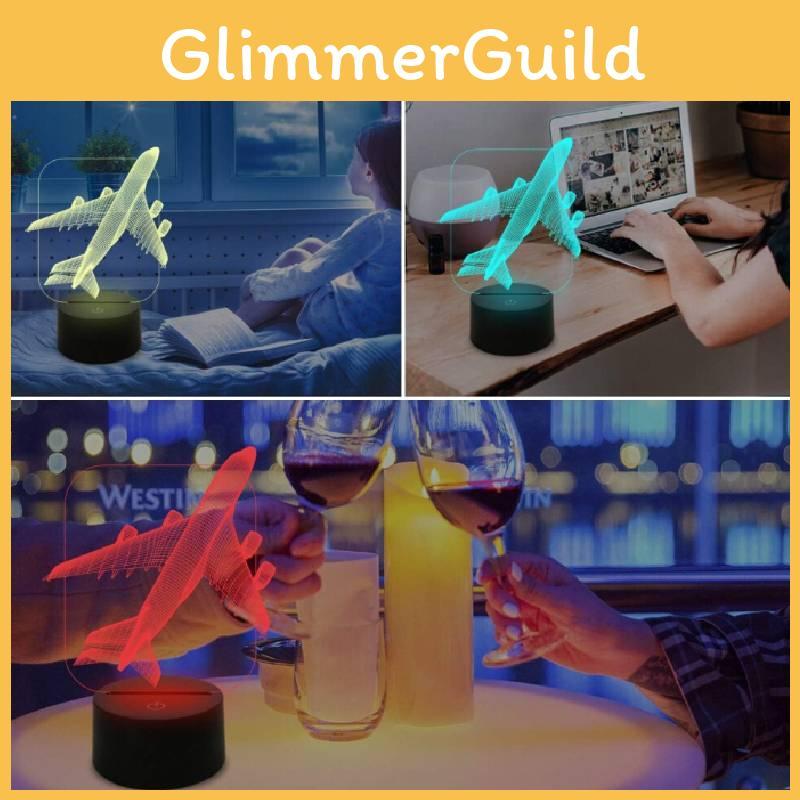 Airplane 3d Night Light Kids Bedside Lamp 16 Colors Changing With Remote Control