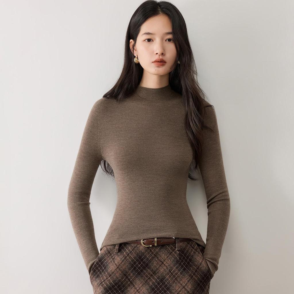 Lekasha 100% Cashmere Half High Collar Sweater, 18 Gauge, 60-Count Fine Spun Yangtze Yarn