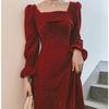Toast Clothes The Bride's New Autumn Red Party Can Usually Wear a Small Wedding Engagement Dress