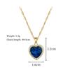 Women's 316L Stainless Steel Heart-Shaped Pendant Necklace with Big Blue Zircon Fashion Clavicle Chain Jewelry Gift for Girls