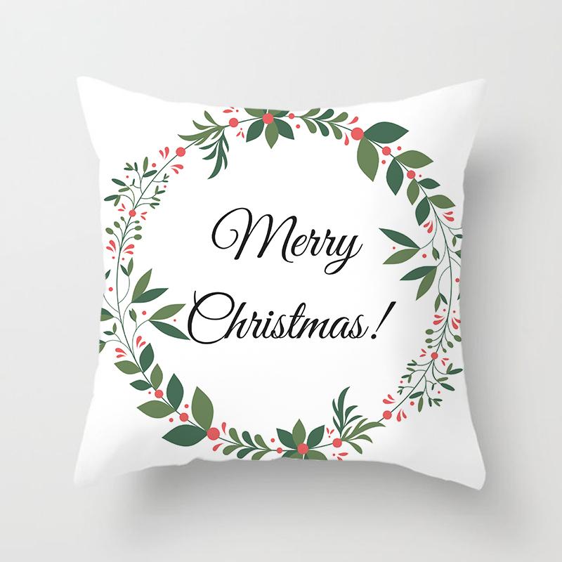 Merry Christmas Printed White Putetrekk Christmas Style Putetrekk Hjem Sofa Dekor Putetrekk