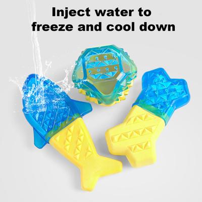 Summer Pet Cooling Chew Toy Freezable Textured Ring Shark Bone Ice Stick Cube Puppy Toy Water Filling Dog Teeth Cleaning Toy