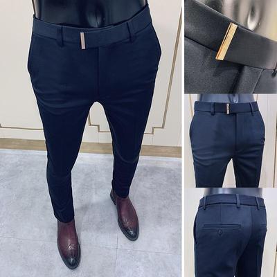 Pantaloni de rochie elastici slim fit pentru bărbați, stil coreean, modă 2022, picior îngust, pantaloni scurtați business casual