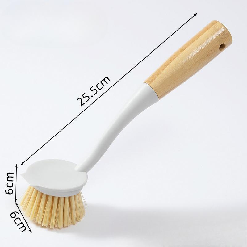 Perie de Curățat Vasă din BambusPerie de CurățatPerie pentru Fructe și Legume din Lemn MasivPerie de Bucătărie cu Mâner din LemnPerie de Vasă cu Mâner LungInstrument Magic