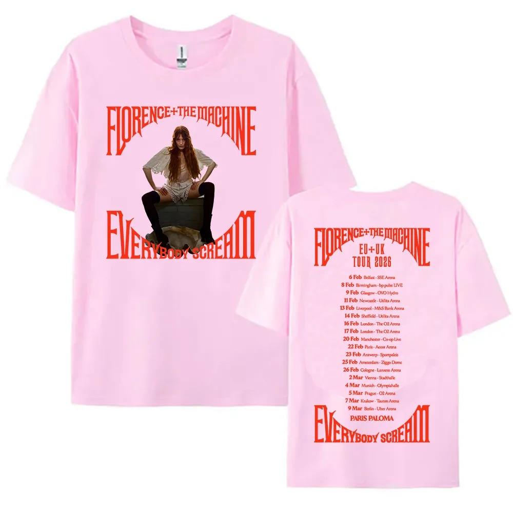 

2026 Everybody Scream Tour Tshirt Florence The Machine Band Printing Tshirts Loose Short Sleeve Cotton Female T Shirt Unisex S