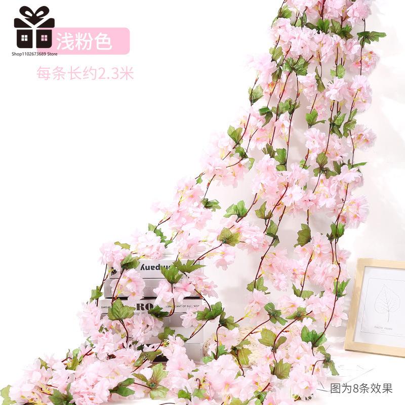 230CM Artificial Sakura Flowers Vine Wedding Garden Rose Arch Home Party Decoration Christmas Bridal Fake Silk Scrapbook Plants