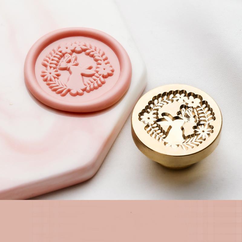 Siegelstempel aus Wachs mit Tiermotiv, botanisch, klassische Siegelstempel, Hochzeitskarten-Dekor mit Kaninchen, Wal, Katze, Fuchs, 2,5 cm, Siegel-Ersatzkopf