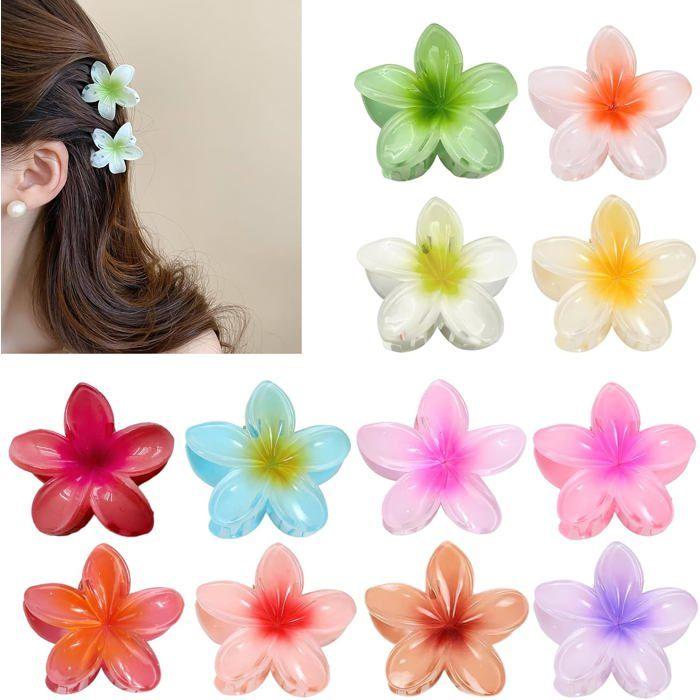 

12 Pièces Pince Cheveux Fleur, Petite Pinces à Griffes Fleur Antidérapantes, Barettes Cheveux Fleur Forte Grip Pour Femme (4 CM)