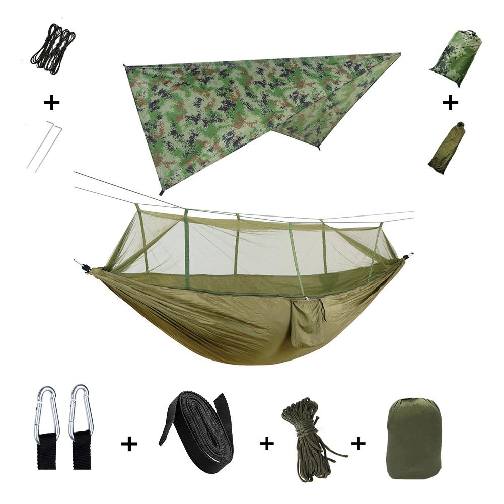 Anti Outdoor Camping Hammock With Mosquito Net And Rain Tent Equipment Supplies Shelters Camp Bed Survival Portable Hammock Soft and Comfortable