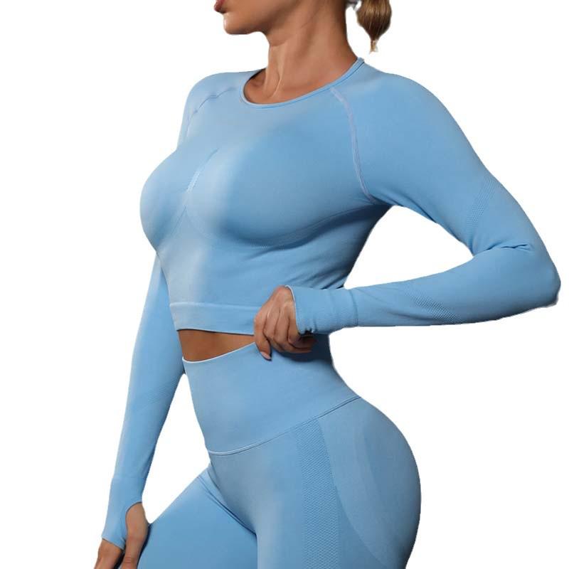 Pokročilá dámská sada na jógu a běh s dlouhým rukávem s pocitem nahoty a ochranou rukou