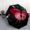 1pc Butterfly Floral Pattern Automatic Open/close Folding Umbrella, Compact Portable Travel Umbrella, Perfect Birthday/Christmas, Cute Umbre