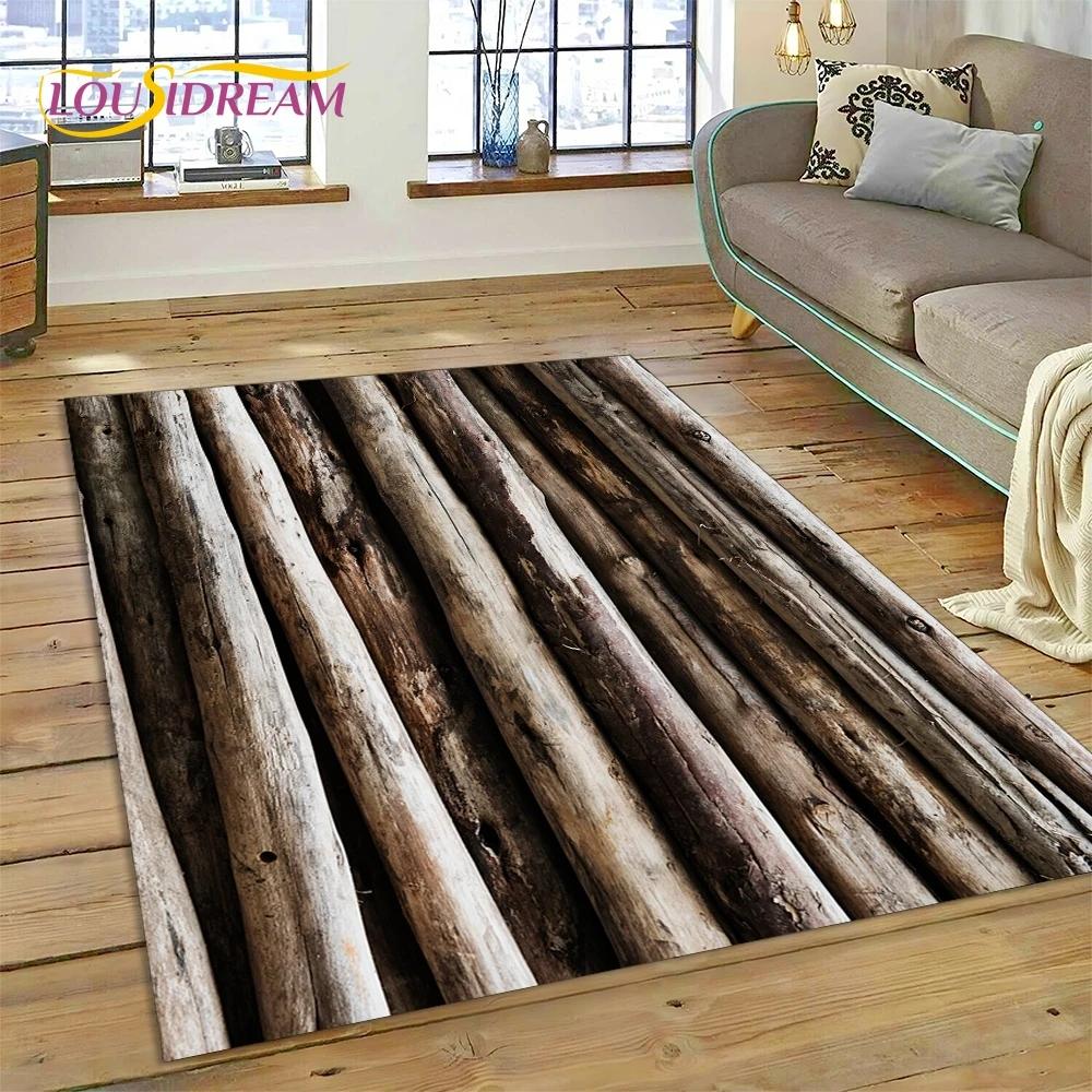 Color 3D Wood Grain Lines Rug Carpet for Living Room Bedroom Home Decor,Floor Mat Non-slip Decoration for Sofa Doormat Kid Gift