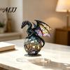 Acrylic Dragon Ornaments Fantasy Statue, Gothic Tabletop Figurine, Mythical Theme Room Decor Desktop Ornament for Office Bedroom Gaming Durable