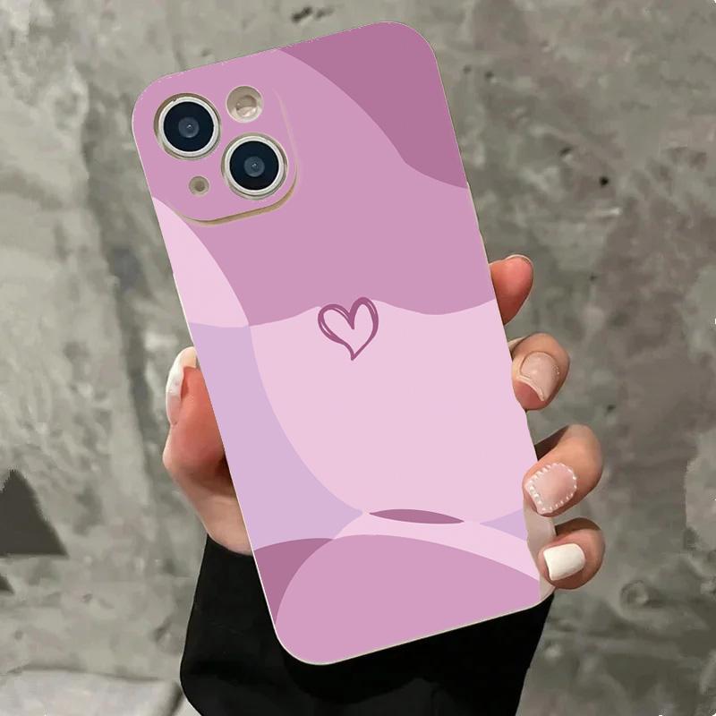 

Cute Colorful Love Heart Phone Case for iPhone 17 16 15 14 13 12 11 Pro Max Mini X XS XR 7 Plus Shockproof Silicone Cover Fundas iPhone 12 Pro