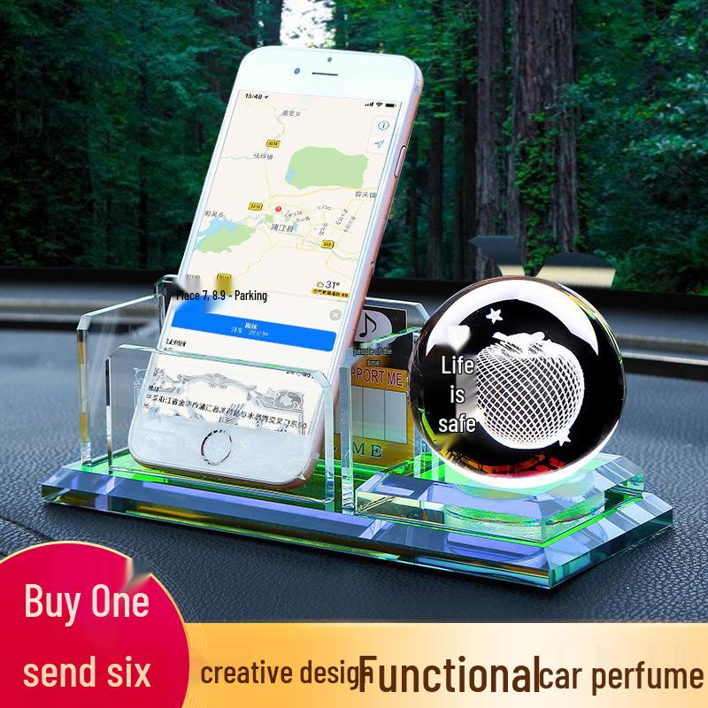 

Crystal Ball Multifunctional Car Phone Holder & Perfume Base with Business Card Holder