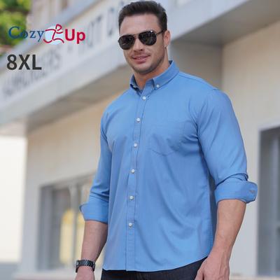 Cozy Up Mens Denim Shirt Long Sleeve Button Down Casual Vintage Durable Loose Fit Jean Shirt with Pockets Fat Plus Size