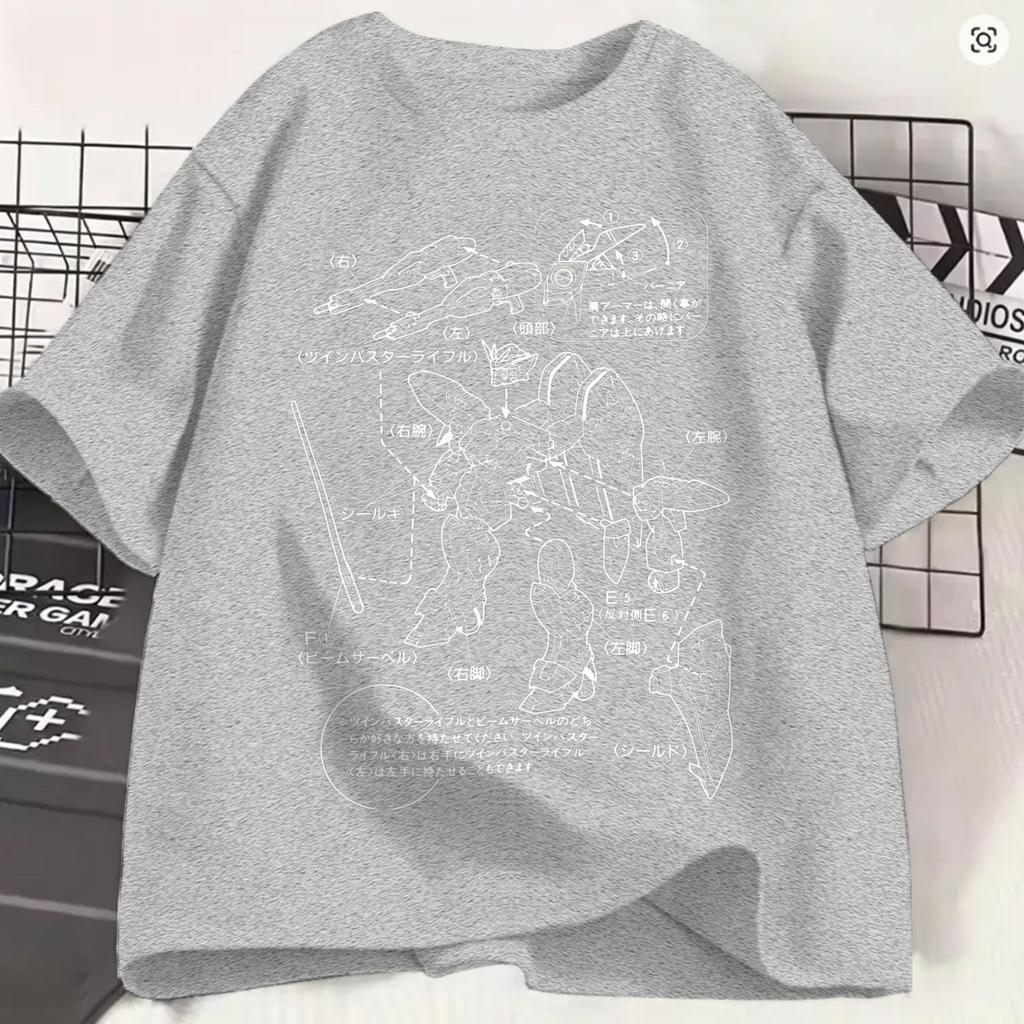 Gundam 100 Cotton TShirt For Couple Summer Vintage TShirts O Neck Hippie Tee Shirt Plus Size Print Tops